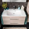 FACKELMANN B.CLEVER Waschtisch Set mit Spiegelschrank 90 cm breit, Braun hell, Waschbecken Gussmarmor Weiß Bild 5