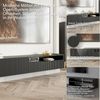 Selsey TV Schrank Board Sideboard Fernsehtisch Fernsehschrank 175 cm Hängend Mit Offenem Fach Gefräste Front Schwarz Veldio Bild 2