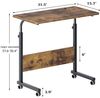 sogesfurniture 80cm Rollbarer Laptop-Schreibtisch, höhenverstellbar, Sofa-Arbeitsplatz, mobiler Sofa-Beistelltisch mit Tablet-Steckplatz und Rollen, tragbarer Stehtisch, Laptoptisch Bild 3
