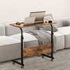 sogesfurniture 80cm Rollbarer Laptop-Schreibtisch, höhenverstellbar, Sofa-Arbeitsplatz, mobiler Sofa-Beistelltisch mit Tablet-Steckplatz und Rollen, tragbarer Stehtisch, Laptoptisch Bild 2