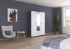 Rauch Möbel Lagoa, Kleiderschrank, Garderobe für Schlafzimmer, Kinderzimmer, Jugendzimmer 3-türig mit Spiegel, 2 Schubladen, mit Zubehör Classic, Farbe Weiß/Grau metallic, Schwarz, Breite 136 cm Bild 2
