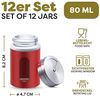 Praknu Salzstreuer 12 Gewürzdosen Rot I Gewürzstreuer Edelstahl Set 80ml, (Set, 12-tlg), Mit Sichtfenster und 3fach Streuregulierung - Gewürzgläser für Gewürze Bild 2