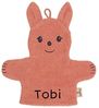 Sterntaler Waschlappen Kinder personalisiert | Waschhandschuh | Waschlappen Frottee mit Namen bestickt | 100% BIO Baumwolle | Baby Geschenke (Enna Hase kupfer) Bild 3
