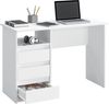 KOMTO 'Oslo' Schreibtisch mit Schubladen und Stauraum, Weiß, 110 x 50 x 74 cm Bild 5