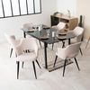 MEUBLE COSY Esstisch mit 6 Esszimmerstühle, Essgruppen, 7er-Set, Ausziehbarer Esstisch, Küchentisch mit 6 Essstühlen, Stahlgestell, für Esszimmer Küche Wohnzimmer, Schwarz + Beige Bild 2
