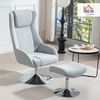 HOMCOM Relaxsessel Ohrensessel mit Hocker, zurücklehnbar (Loungesessel, 2-St, Armlehnstuhl), für Schlafzimmer, Wohnzimmer, Grau Bild 2