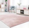 Paco Home Waschbarer Teppich Wohnzimmer Schlafzimmer Kurzflor rutschfest Flauschig Weich Moderne Einfarbige Muster, Grösse:200 cm Quadrat, Farbe:Rosa Bild 2