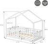 ML-DESIGN Spielbett Hausbett Kinderbett inkl. Lattenrost & Rausfallschutz Kinder Bodenbett, Abenteuerbett 70x140cm Haus Bett Himmelbett Kiefer Jugendbett Weiß Bild 2
