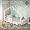 ML-DESIGN Spielbett Hausbett Kinderbett inkl. Lattenrost & Rausfallschutz Kinder Bodenbett, Abenteuerbett 70x140cm Haus Bett Himmelbett Kiefer Jugendbett Weiß Bild 3