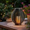 Spetebo LED Solarleuchte XXL Solar Laterne mit LED Kerze warm weiß - 43 x 38 cm, Rattan Optik, LED fest integriert, warm weiß, mit Flacker-Effekt Bild 5