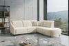 CAVADORE Ecksofa Blue/Eckcouch im modernen Design, inklusiv Kopfteilverstellung und mattschwarzen Metallfüßen / 258 x 93 x 249 / Mikrofaser, Naturweiß Bild 2