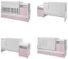 Lorelli Babybett 4 in 1 Trend Plus NEW Schaukelfunktion Jugendbett Schreibtisch pink Bild 3