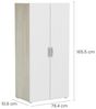 Dmora - Kleiderschrank 2 Türen Loire, Schlafzimmermöbel, Schrank, Garderobe, 79x52 h166 cm, Eiche und Mattweiß Bild 2