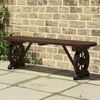 FANTASK Holzbank ohne Rückenlehne, Gartenbank aus Holz, wetterfeste Parkbank, Terrassenbank für 2-3 Sitzer bis 325 kg belastbar, Sitzbank im Wagenrad-Design für Garten & Balkon, 120 x 28 x 37 cm Bild 2