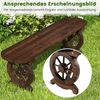 FANTASK Holzbank ohne Rückenlehne, Gartenbank aus Holz, wetterfeste Parkbank, Terrassenbank für 2-3 Sitzer bis 325 kg belastbar, Sitzbank im Wagenrad-Design für Garten & Balkon, 120 x 28 x 37 cm Bild 5