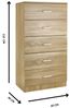 Baroni Home Kommode 5 Schubladen aus Melamin, Schrank für Schlafzimmer oder Wohnzimmer, moderner Schrank aus Eiche 60 x 40 x 110 cm Bild 3