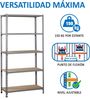 SimonRack Schwerlastregal, Lagerregal, 200 x 100 x 30 cm, Metallregal, Kellerregal, Biegestelle 150 kg, 5 Holzfachböden, Grau/Holz - Maderclick Bild 5