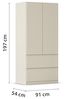 Rauch Möbel Costa, Kleiderschrank für Schlafzimmer, Kinderzimmer, Babyzimmer, Garderobe, Flur, 2-türig, 2 Schubladen, Push-to-Open, mit Zubehör Premium, Farbe Beige, Breite 91 cm Bild 3