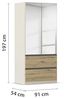 Rauch Möbel Costa, Kleiderschrank für Schlafzimmer, Kinderzimmer, Babyzimmer, Garderobe, Flur, 2-türig, mit Spiegel, 2 Schubladen, Zubehör Basic, Farbe Beige/Eiche Artisan, Holz, Breite 91 cm Bild 3