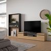 Skraut Home TV-Möbel | Esstisch-Set | 210 x 186 x 35 cm | für Fernseher bis 80 Zoll | elektrischer Kamin | moderner Stil | Eiche und Schwarz Bild 2