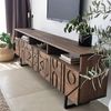 Hanah Home Rustic Walnut TV Unit with Metal Frame, 100% Pine Solid Wood, Antibacterial & Rustproof Legs | 170 x 40 x 30 cm | Stylish & Functional for Modern Living Rooms Bild 3