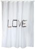 MSV Duschvorhang LOVE Breite 180 cm, Textil-Duschvorhang, 100% Polyester, wasserabweisend, Anti-Schimmel-Effekt, waschbar 30°, angesagter Shabby Look, Farbe weiß / braun, 180x200 cm Bild 2