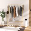 HOMCOM Garderobenständer Bambus, mit Ablagen und Haken, Kleiderstange, (Kleiderbügel, 1 St, Kleiderständer), für Flur, Wohnzimmer Schlafzimmer, 116 x 43,5 x 160 cm, Naturholz Bild 5