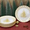MamboCat Speiseteller 6x Wald ocker Speiseteller Steingut 6 Personen Essteller Streifen, Weihnachtsgeschirr, Weihnachten, Weihnachtsset, Geschirr Bild 3