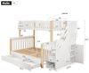 Odikalo Kinderbett Etagenbett Doppelbett Ablagekorb Schublade Treppenschrank 90/140*200cm (Kinder-Etagenbett, Doppelbett, multifunktionales Kinderbett mit Ablagekorb, mit Schublade, mit Treppenschrank, mit Ablageschrank, ohne Matratze, weiß + naturfarben) Bild 3