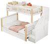 Odikalo Kinderbett Etagenbett Doppelbett Ablagekorb Schublade Treppenschrank 90/140*200cm (Kinder-Etagenbett, Doppelbett, multifunktionales Kinderbett mit Ablagekorb, mit Schublade, mit Treppenschrank, mit Ablageschrank, ohne Matratze, weiß + naturfarben) Bild 4