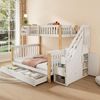 Odikalo Kinderbett Etagenbett Doppelbett Ablagekorb Schublade Treppenschrank 90/140*200cm (Kinder-Etagenbett, Doppelbett, multifunktionales Kinderbett mit Ablagekorb, mit Schublade, mit Treppenschrank, mit Ablageschrank, ohne Matratze, weiß + naturfarben) Bild 2
