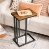 HOOBRO Beistelltisch, Sofatisch, C-Form, kleine Kaffeetisch, 46 x 25 x 63,5 cm, Wohnzimmertisch mit verstellbare Füße, Metallgestell, Industrie-Design, Dunkelbraun EBF02SF01 Bild 4