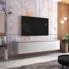 Selsey SKYLARA - TV-Schrank/modernes TV-Möbel für Wohnzimmer - minimalistisch - stehend/hängend - 180 cm breit (Weiß Matt/Weiß Hochglanz) Bild 2