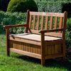 dobar Massive Truhenbank mit Stauraum für Garten, Kastenbank Sitzbank mit Staubox/Staufach mit Lehne 2-Sitzer aus FSC Holz 29350FSC, Braun, 115 x 58 x 89 cm Bild 5