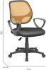 Dmora - Stuhl mit Rädern Geraldton, Mesh-Arbeitsstuhl mit Armlehnen, ergonomischer Bürositz, 56x57h88/100 cm, Schwarz und Orange Bild 2