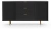 Lomadox Sideboard NADOR-132, 150cm breit, matt schwarz, goldfarbene Metallgriffe und -füße Bild 4