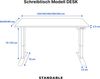 elektrisch höhenverstellbarer Schreibtisch LAPTOP 120x60 cm - Gestell Grau, Platte Weiss Bild 3