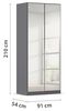 Rauch Möbel Alabama, Kleiderschrank für Schlafzimmer, Kinderzimmer, Wohnzimmer, Garderobe, Flur, 2-türig, Spiegel, mit Zubehör Premium, Farbe Grau metallic, Schwarz, Breite 91 cm Bild 3