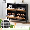 GarveeMore Schuhschrank Mit 4 Klappen, Schuhregal Schuhkipper Schmal, Schuhablage Verstellbar, Schuhkommode für Flur Eingang 100 x 24 x 88 cm Bild 3