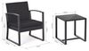 Mondeer Garden Furniture Rattan Gartenmöbel Set 3-teiliges, Flachrattan, Stahlrohr, gehärtetes Glas, Polyester, Schwarz, Chair: 59 x 53 x 73.5 cm Bild 5