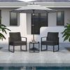 Mondeer Garden Furniture Rattan Gartenmöbel Set 3-teiliges, Flachrattan, Stahlrohr, gehärtetes Glas, Polyester, Schwarz, Chair: 59 x 53 x 73.5 cm Bild 2