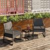 Mondeer Garden Furniture Rattan Gartenmöbel Set 3-teiliges, Flachrattan, Stahlrohr, gehärtetes Glas, Polyester, Schwarz, Chair: 59 x 53 x 73.5 cm Bild 3