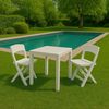 Dmora - Outdoor Lounge Set Falconara, Outdoor oder Indoor Lounge Set, Quadratischer Tisch mit 2 Klappstühlen, Made in Italy, Weiß Bild 2