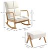 HOMCOM Schaukelsessel Schaukelstuhl mit Hocker, Leinenoptik, Holzbeine (Relaxsessel, 2-St, Schwingsessel), für Schlafzimmer, Wohnzimmer, bis 150 kg belastbar, Cremeweiß Bild 3
