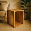 FaHome Beistelltisch Handgefertigt Teakholz - Massivholz - (Holzleisten an den Seiten - Würfel), Natur in Modernem Design - Blumenhocker – Bild 4
