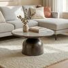 FINEBUY Couchtisch FB116316 Sofatisch Marmor Wohnzimmertisch 60cm rund Tisch Handmade (Edles Möbelstück mit massiver Gesteinsplatte), Bauchiges Metallgestell für deine Lounge Bild 2