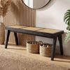FINEBUY Sitzbank FB117779 Holzbank aus Massivholz Flurbank Bettbank Wiener Geflecht (Elegante Flurbank aus massivem Akazienholz), Strukturierte Sitzfläche aus natürlichem Rattan Bild 2