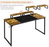 Yaheetech Schreibtisch Computertisch, Arbeitstisch Lerntisch mit 2 Motorhalterung/2 Kabeldurchführungen/1 Kopfhörerhaken, 140 × 60 × 89,5 cm, Rustikales Braun Bild 5