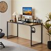 Yaheetech Schreibtisch Computertisch, Arbeitstisch Lerntisch mit 2 Motorhalterung/2 Kabeldurchführungen/1 Kopfhörerhaken, 140 × 60 × 89,5 cm, Rustikales Braun Bild 2