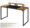 Yaheetech Schreibtisch Computertisch, Arbeitstisch Lerntisch mit 2 Motorhalterung/2 Kabeldurchführungen/1 Kopfhörerhaken, 140 × 60 × 89,5 cm, Rustikales Braun Bild 3